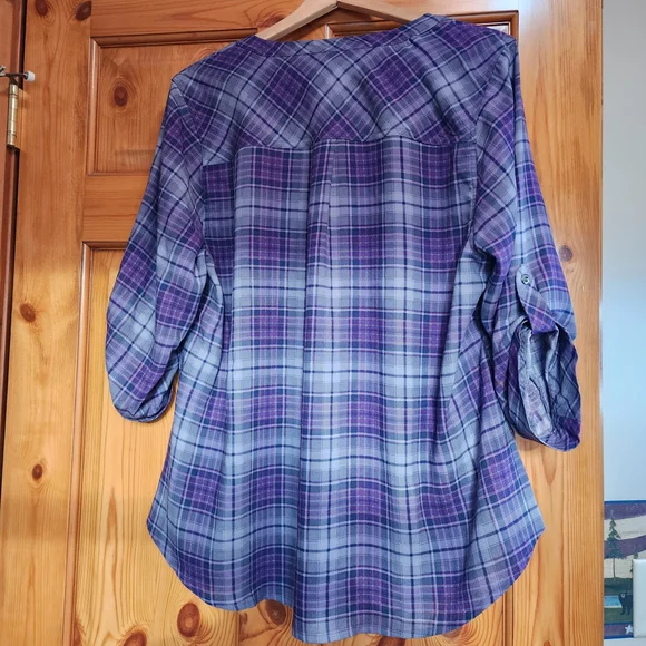 Torrid Harper Plaid Purple Women's Blouse, Size 1 - Picture 9 of 9
